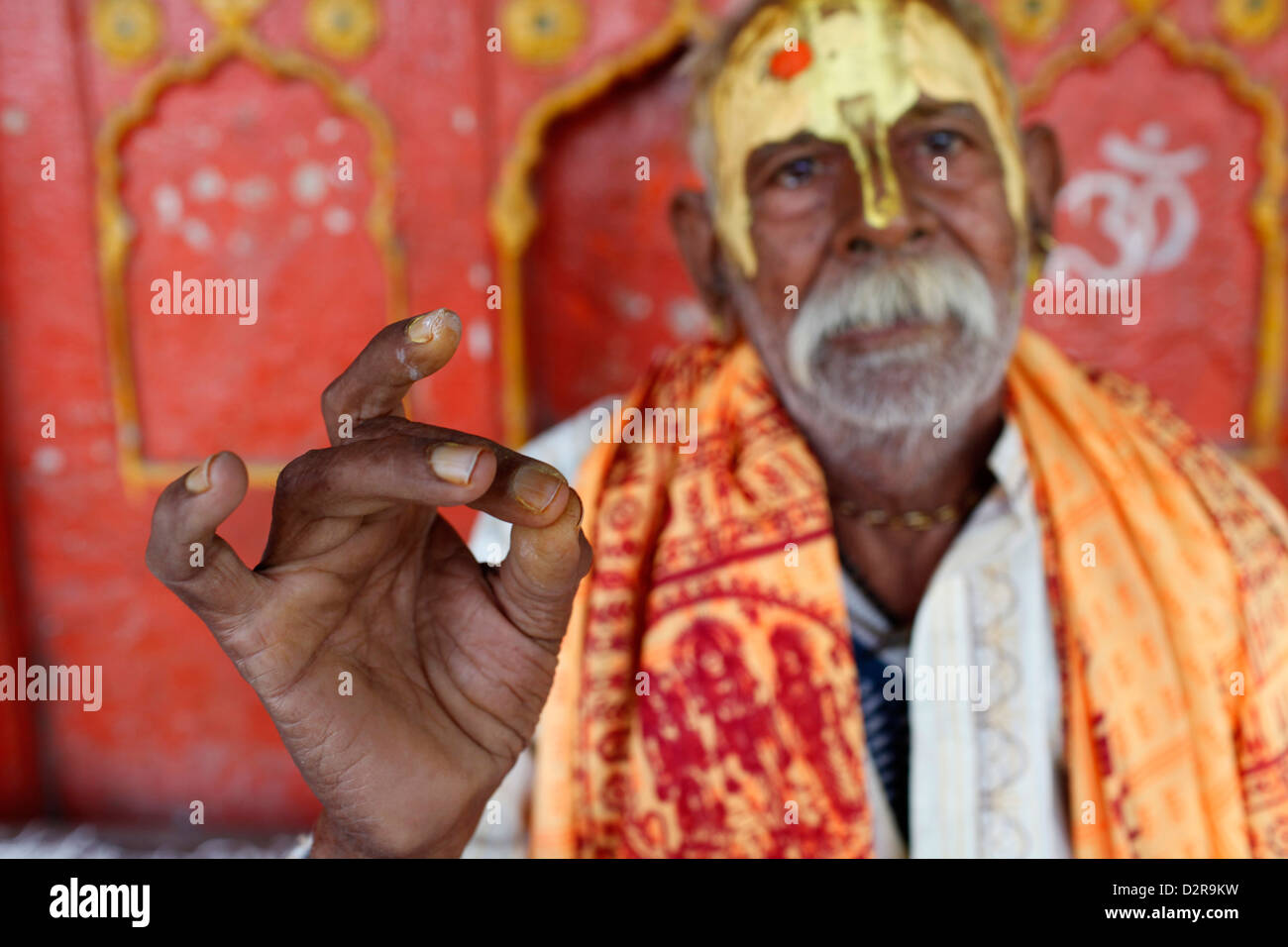 Hindu blessing, Mathura, Uttar Pradesh, India, Asia Stock Photo