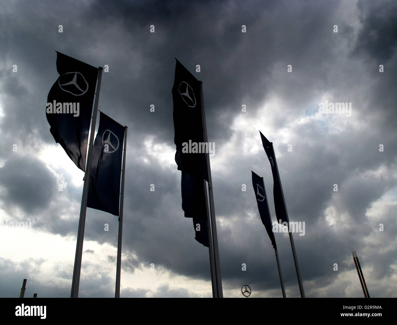 Mercedes-Benz company Logo flag Stock Photo