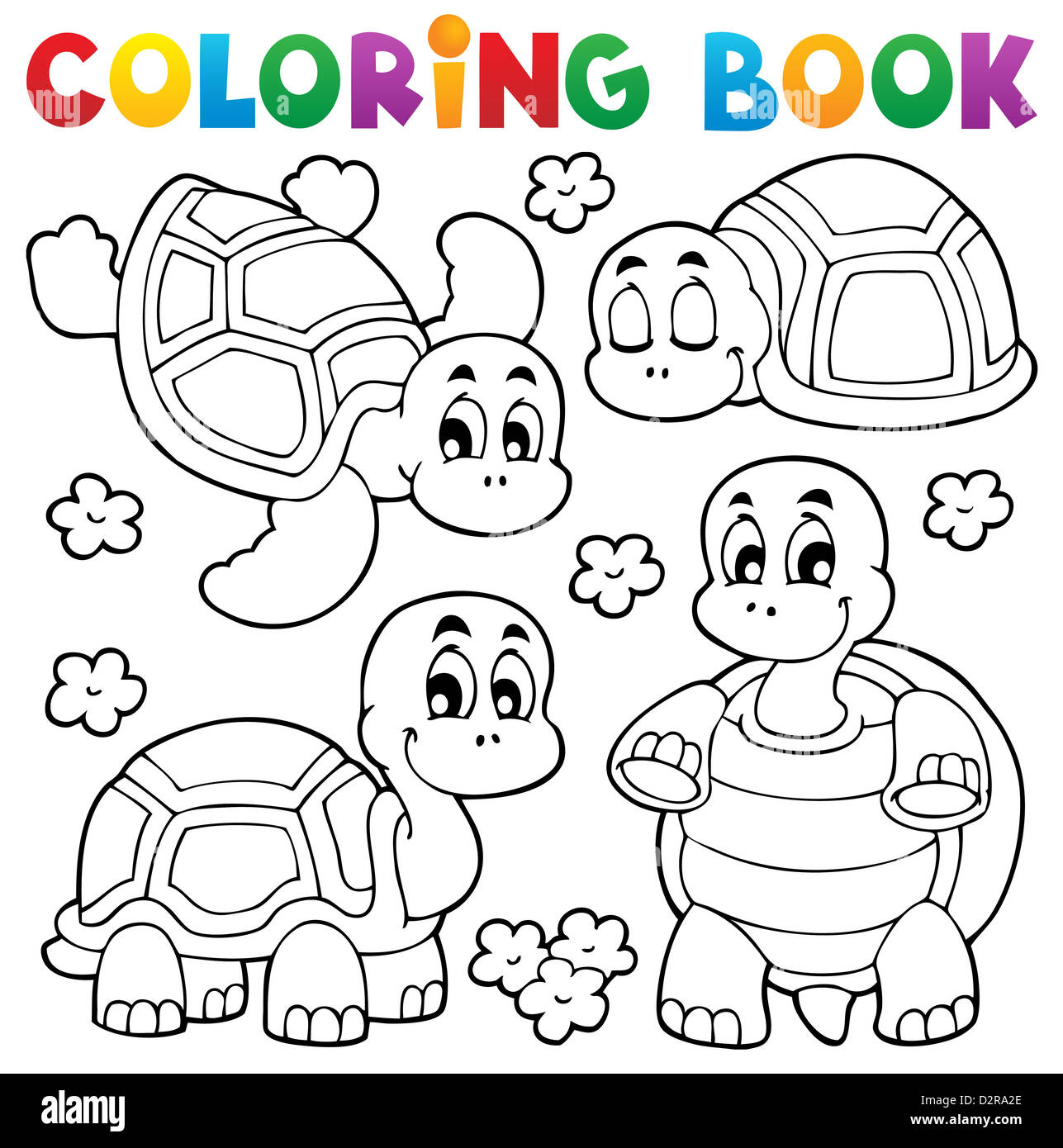 Coloring book turtle theme 1 - picture illustration. Stock Photo
