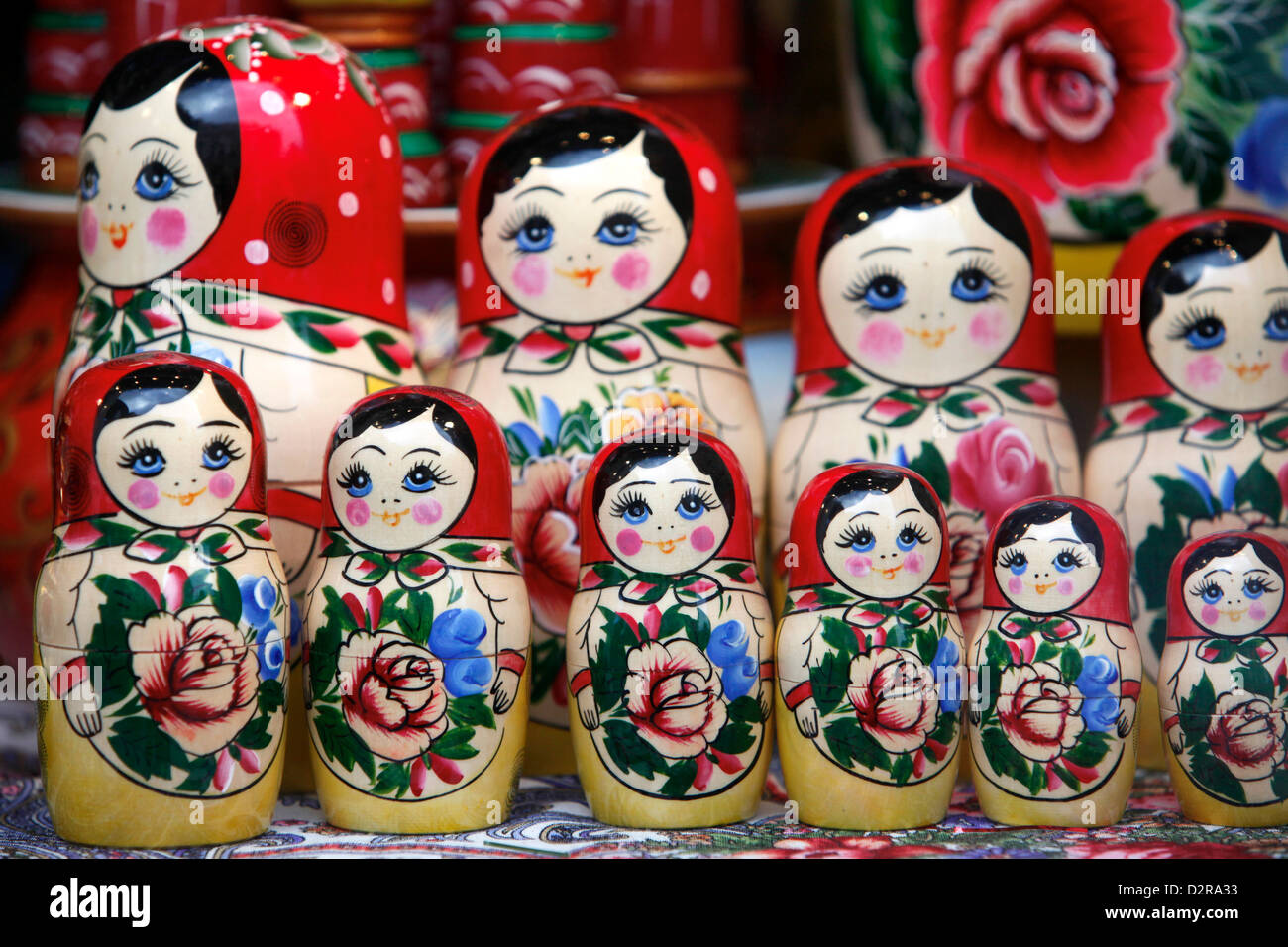 Matryoshka (babushka) dolls, St. Petersburg, Russia, Europe Stock Photo
