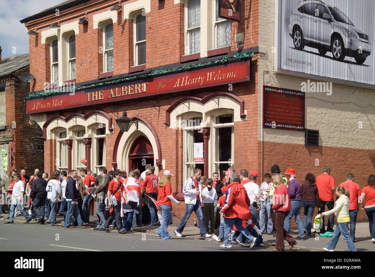 Football Fans The Albert pub Anfield Liverpool England Stock Photo Alamy