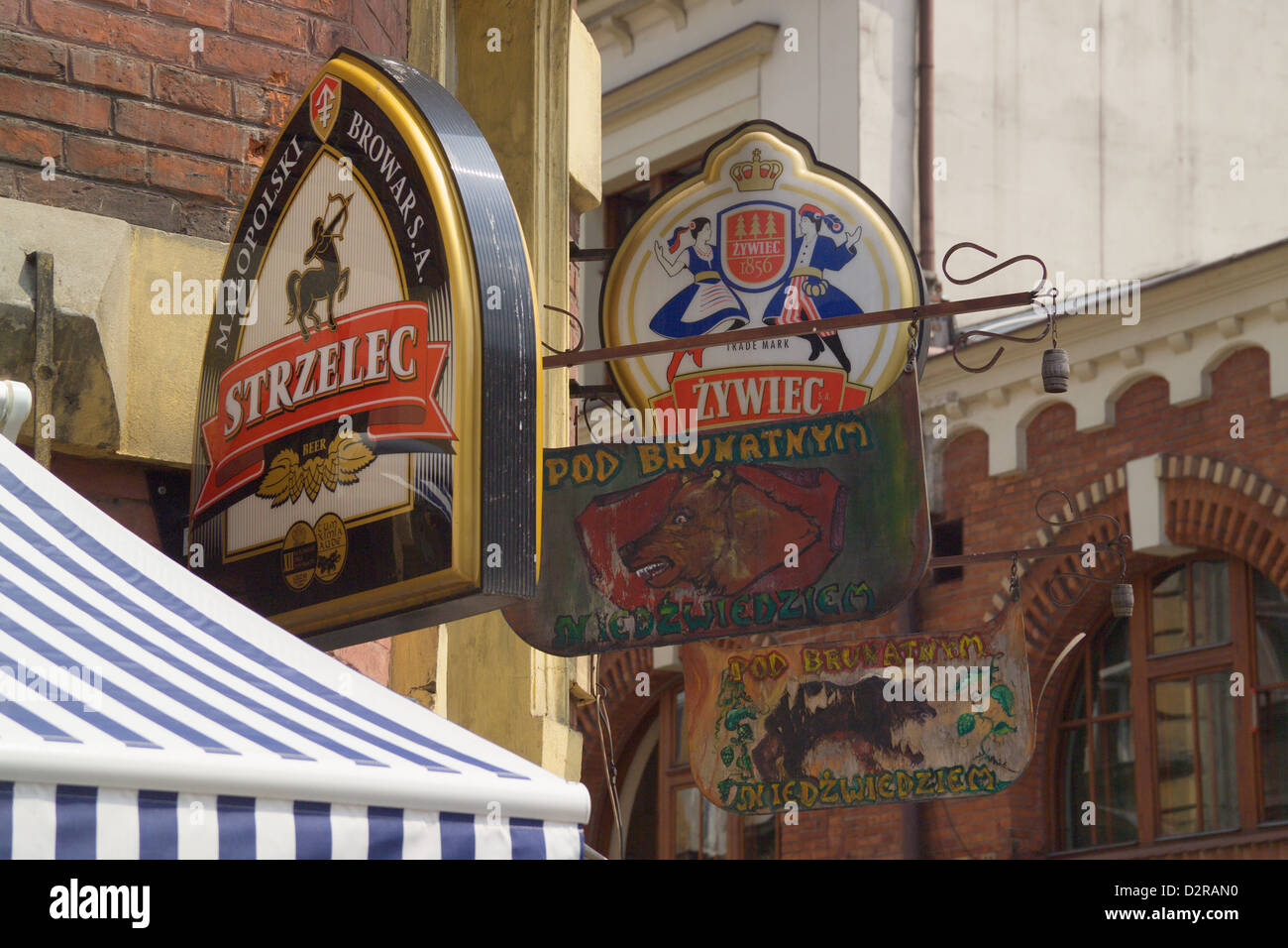 Polish beer advertising signs Krakow Poland Stock Photo Alamy