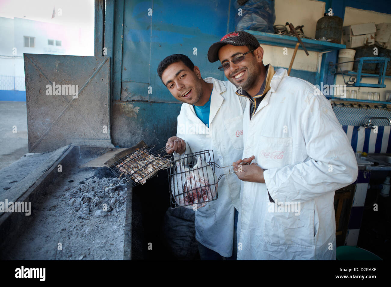 Fish chefs in Essaouira, Morocco Stock Photo