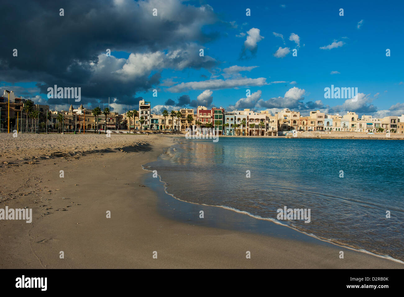 The town beach of Birzebbuga, Malta, Mediterranean, Europe Stock Photo