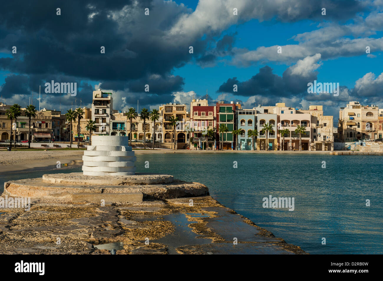 The town beach of Birzebbuga, Malta, Mediterranean, Europe Stock Photo
