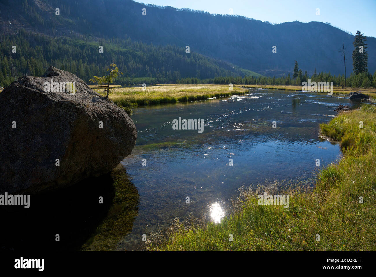 Madison River valley near Madison, Yellowstone National Park, Wyoming, USA Stock Photo