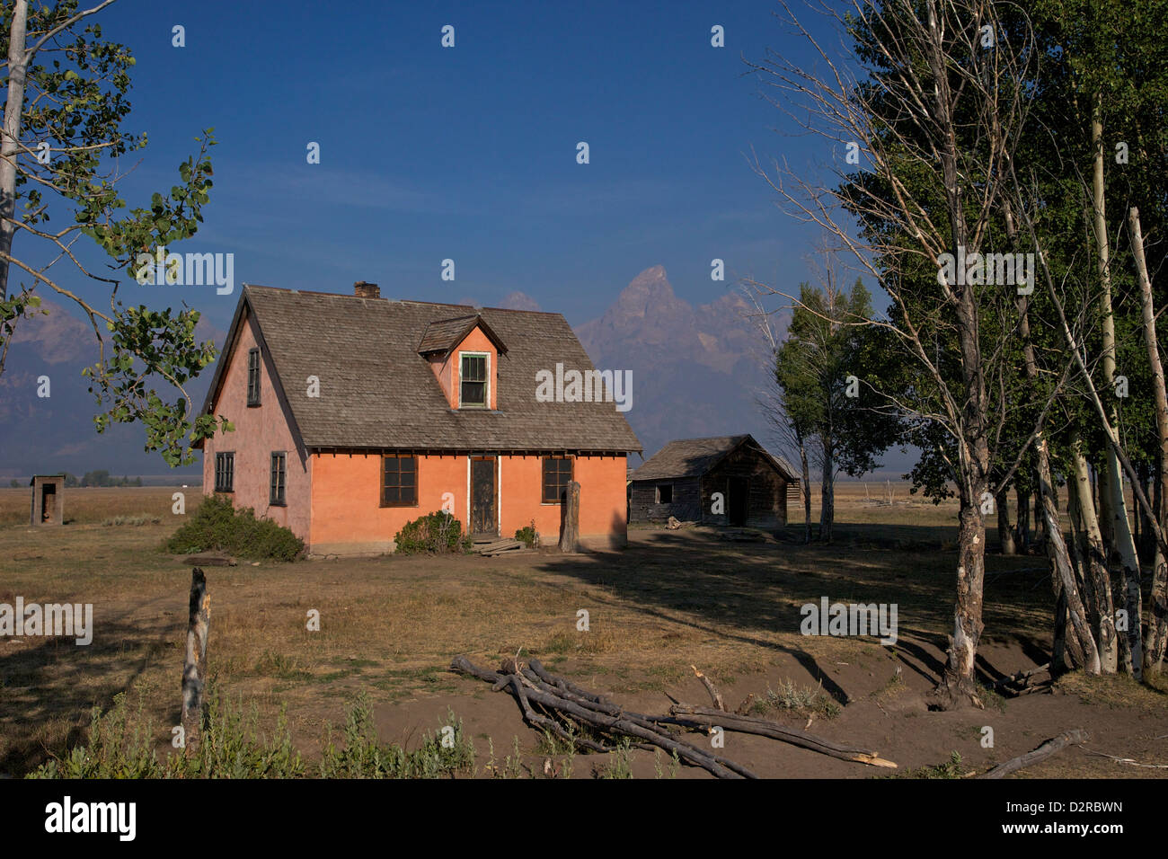 John and Bartha Moulton Homestead, Mormon Row Historic District, Grand Teton National Park, Wyoming, USA Stock Photo