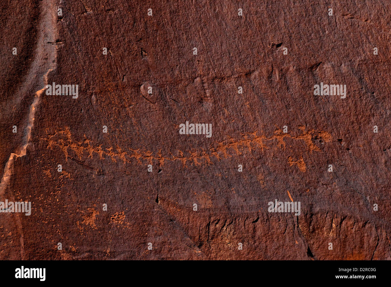 Paper doll cutouts, Formative Period Petroglyphs, Utah Scenic Byway 279, Potash Road, Rock Art Sites, Moab, Utah, USA Stock Photo