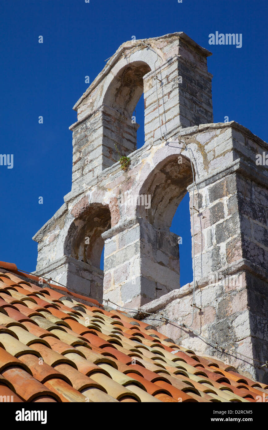 Church bell tower, Old Town, Budva, Montenegro, Europe Stock Photo