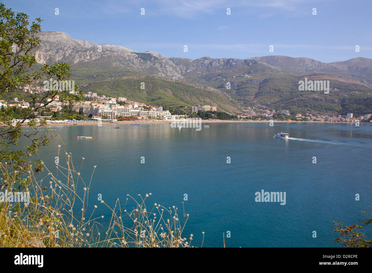 View of Bay, Becici, Budva Bay, Montnegro, Europe Stock Photo