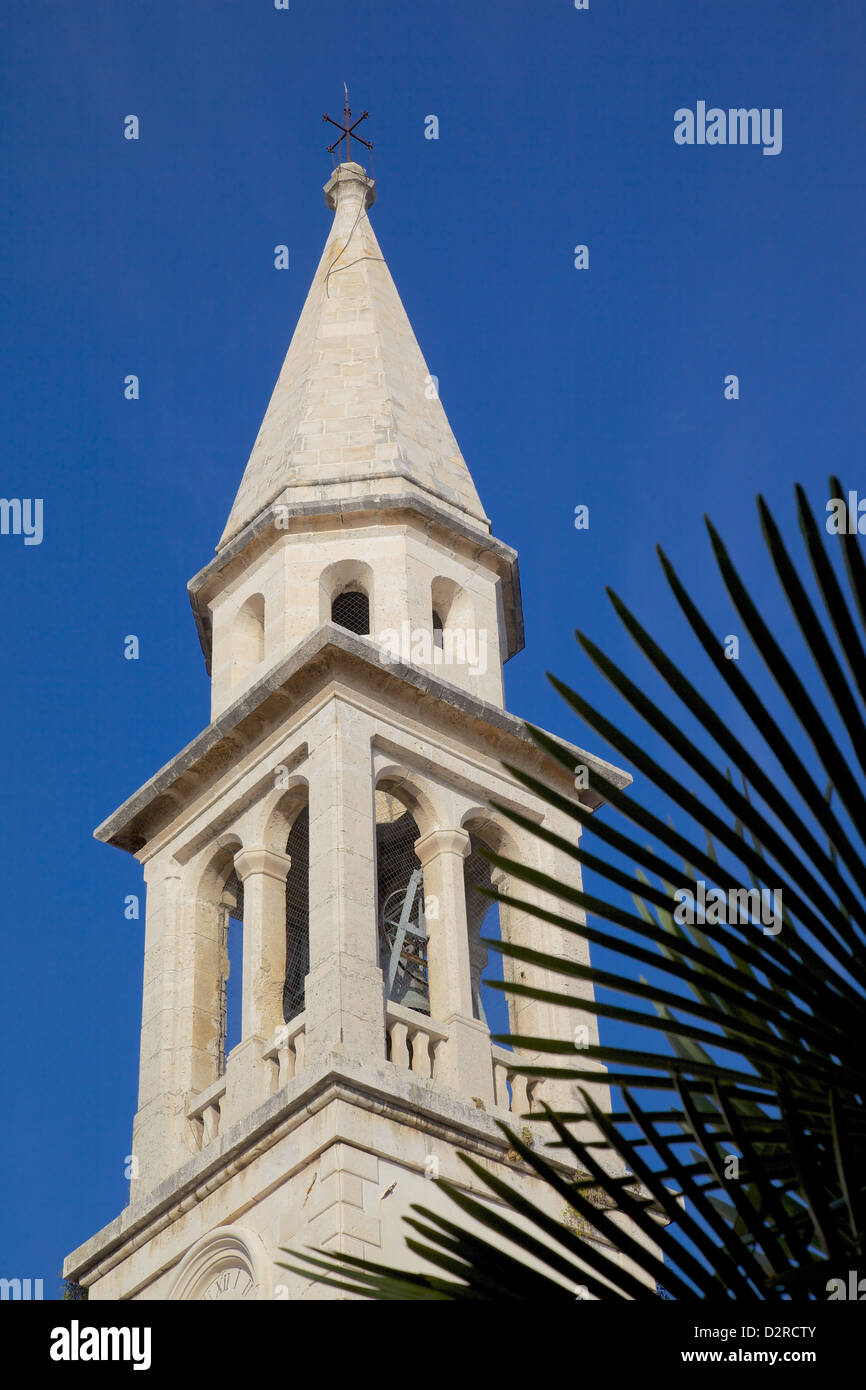 Church bell tower, Old Town, Budva, Montenegro, Europe Stock Photo