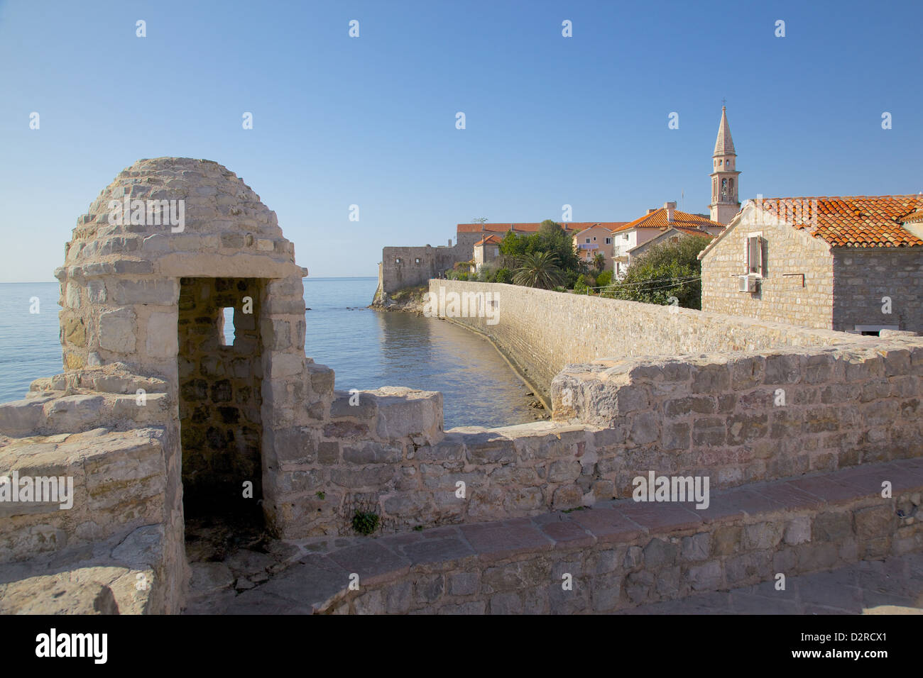 Budva Old Town Wall, Budva Bay, Montenegro, Europe Stock Photo