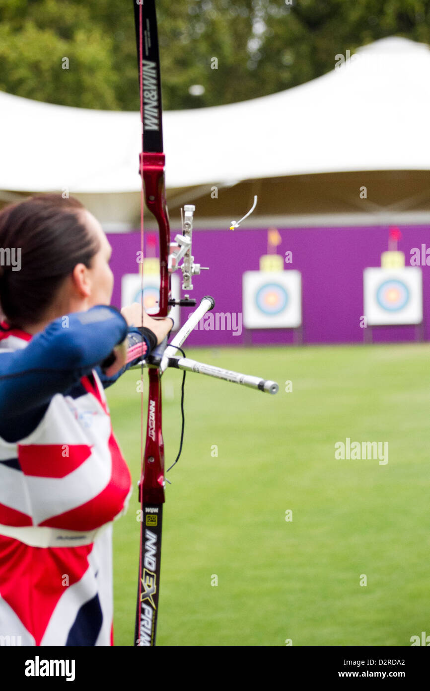 Olympics archery test event at Lords Cricket Ground London UK Stock