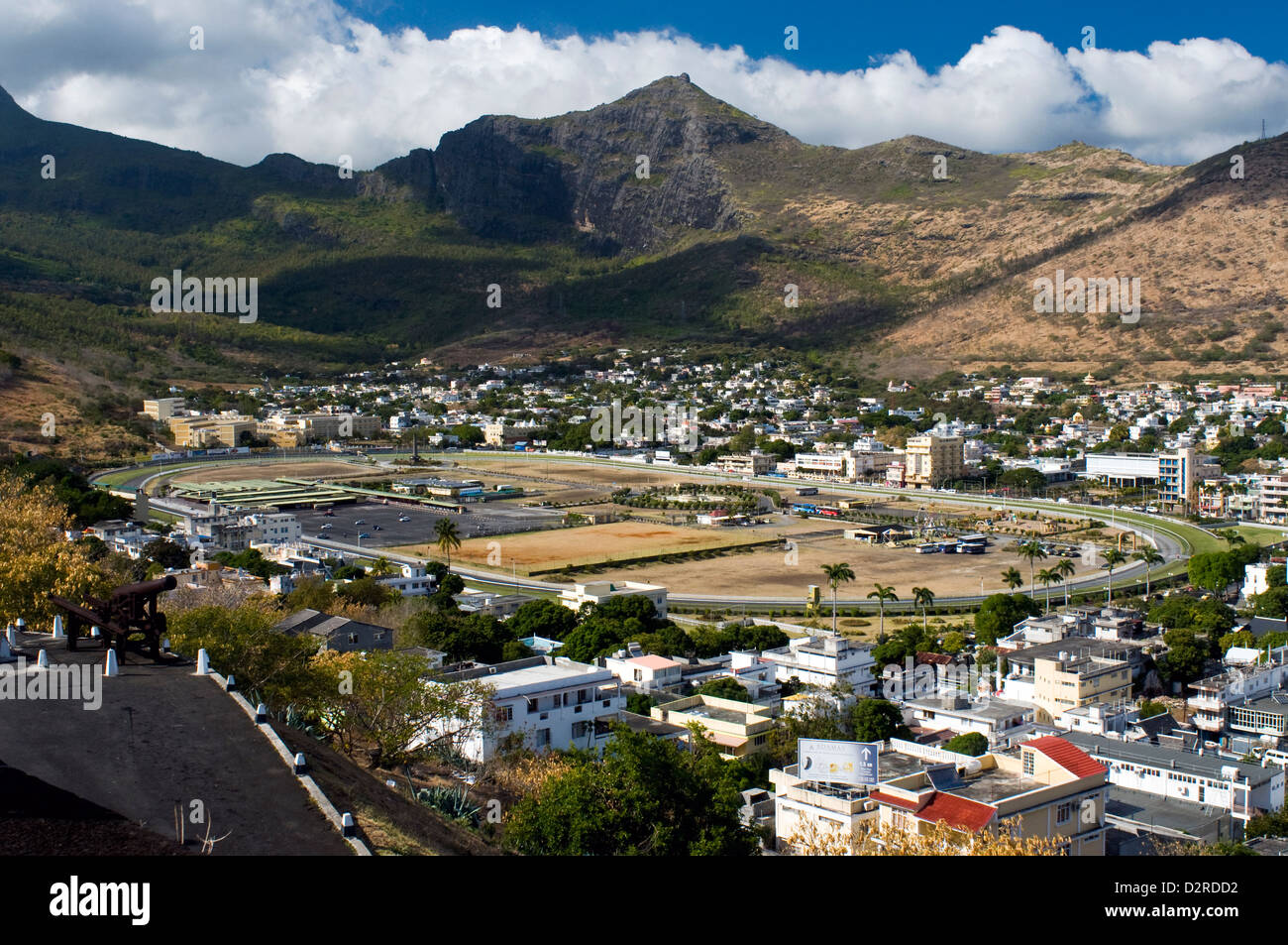 city and champ de mars from fort adelaide, port louis, mauritius Stock Photo