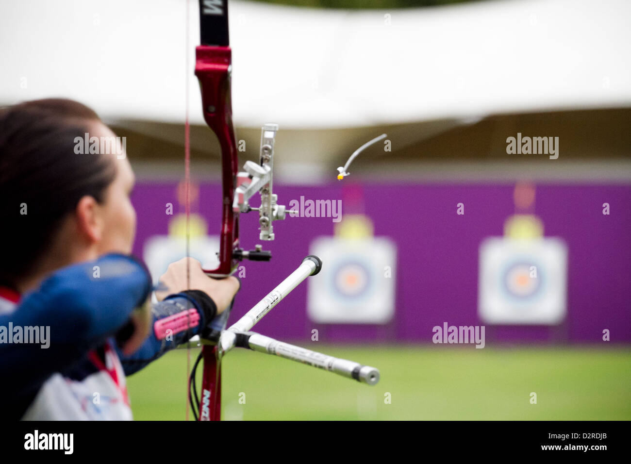 Olympics archery test event at Lords Cricket Ground London UK Stock