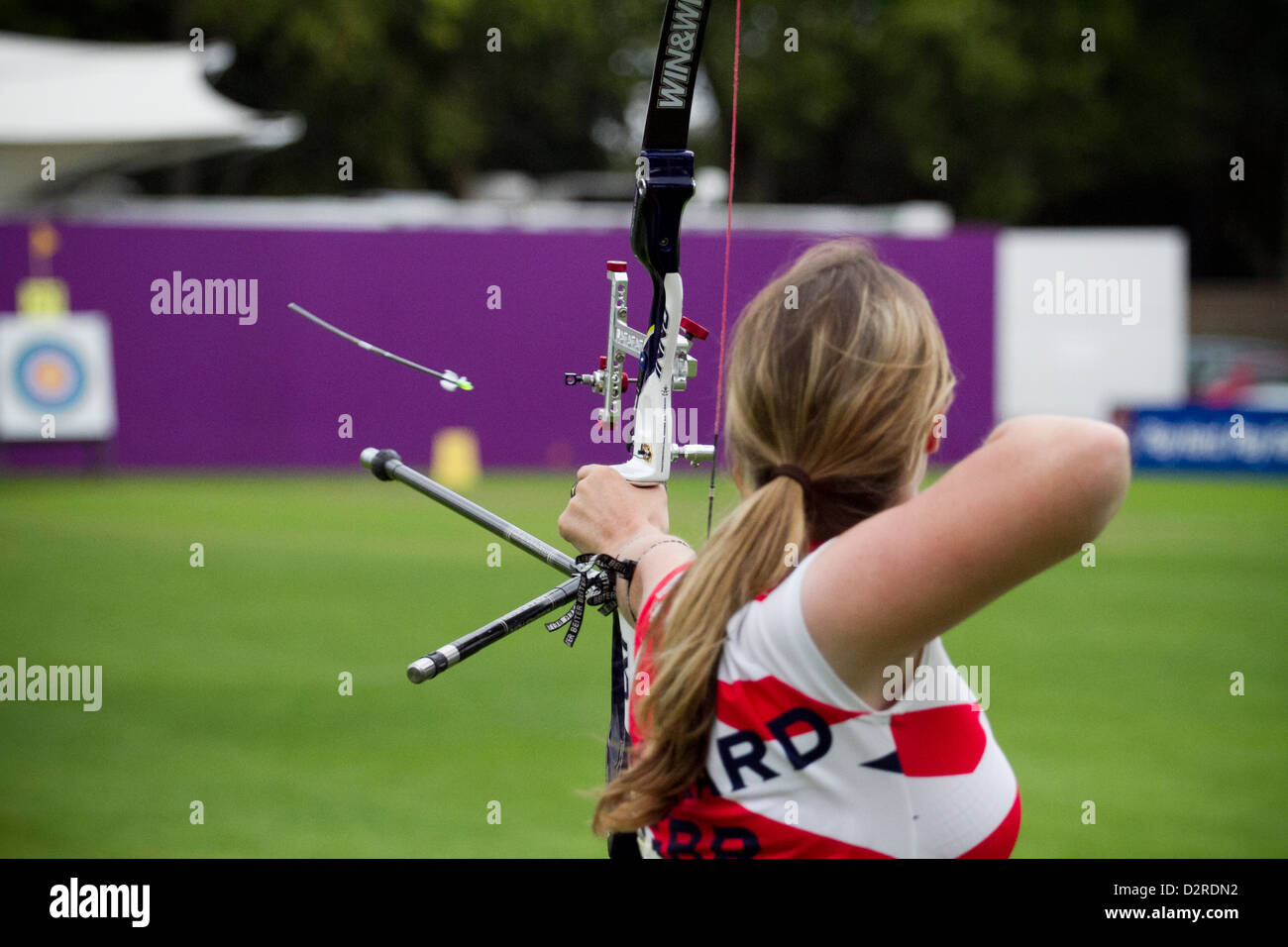 Olympics archery test event at Lords Cricket Ground London UK Stock