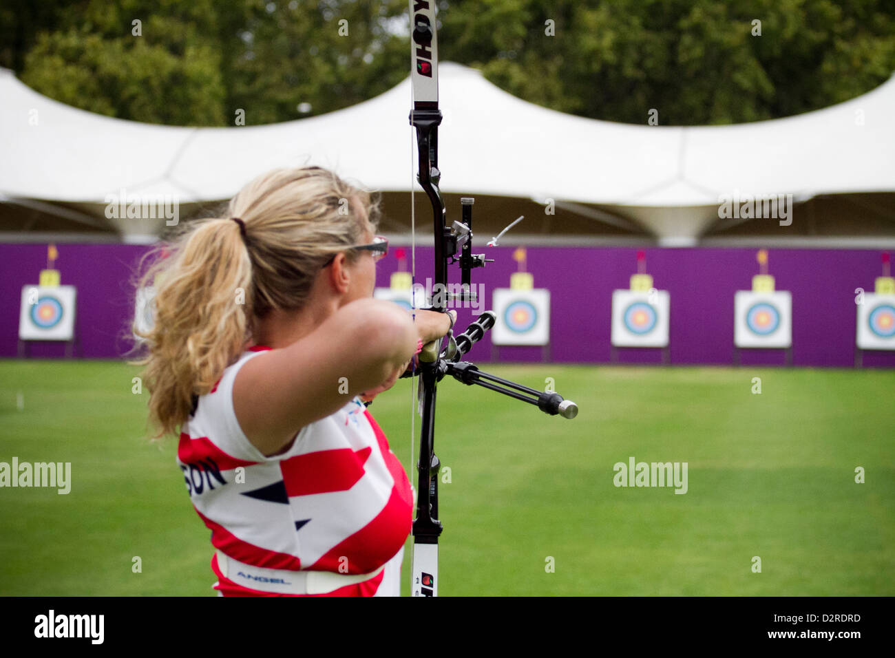 Olympics archery test event at Lords Cricket Ground London UK Stock
