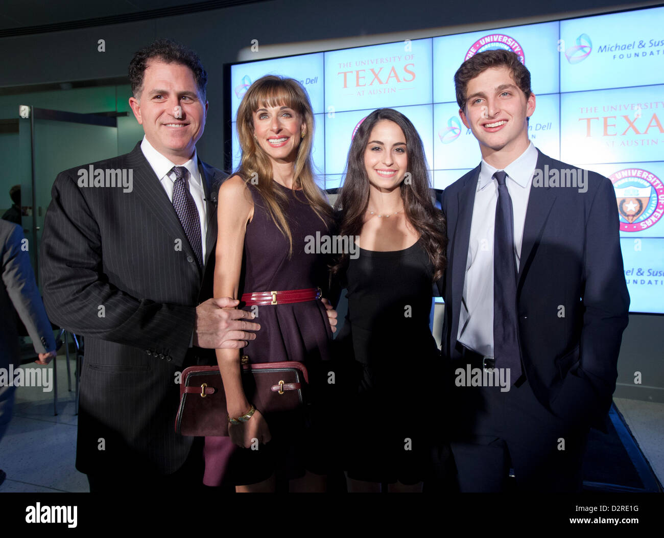 Dell Computer CEO Michael Dell and wife Susan with their teenage children Juliette and Zach in Austin, Texas Stock Photo