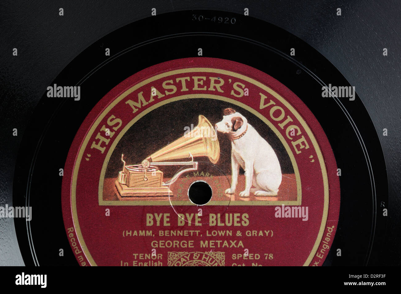 A 78 record with 'His Master's Voice' label Stock Photo