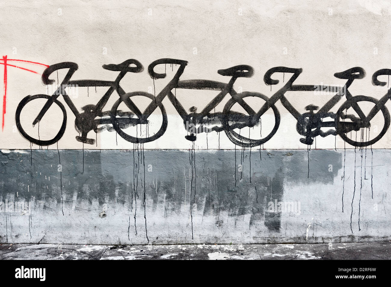 Paris bicycle graffiti / street art - bikes Stock Photo