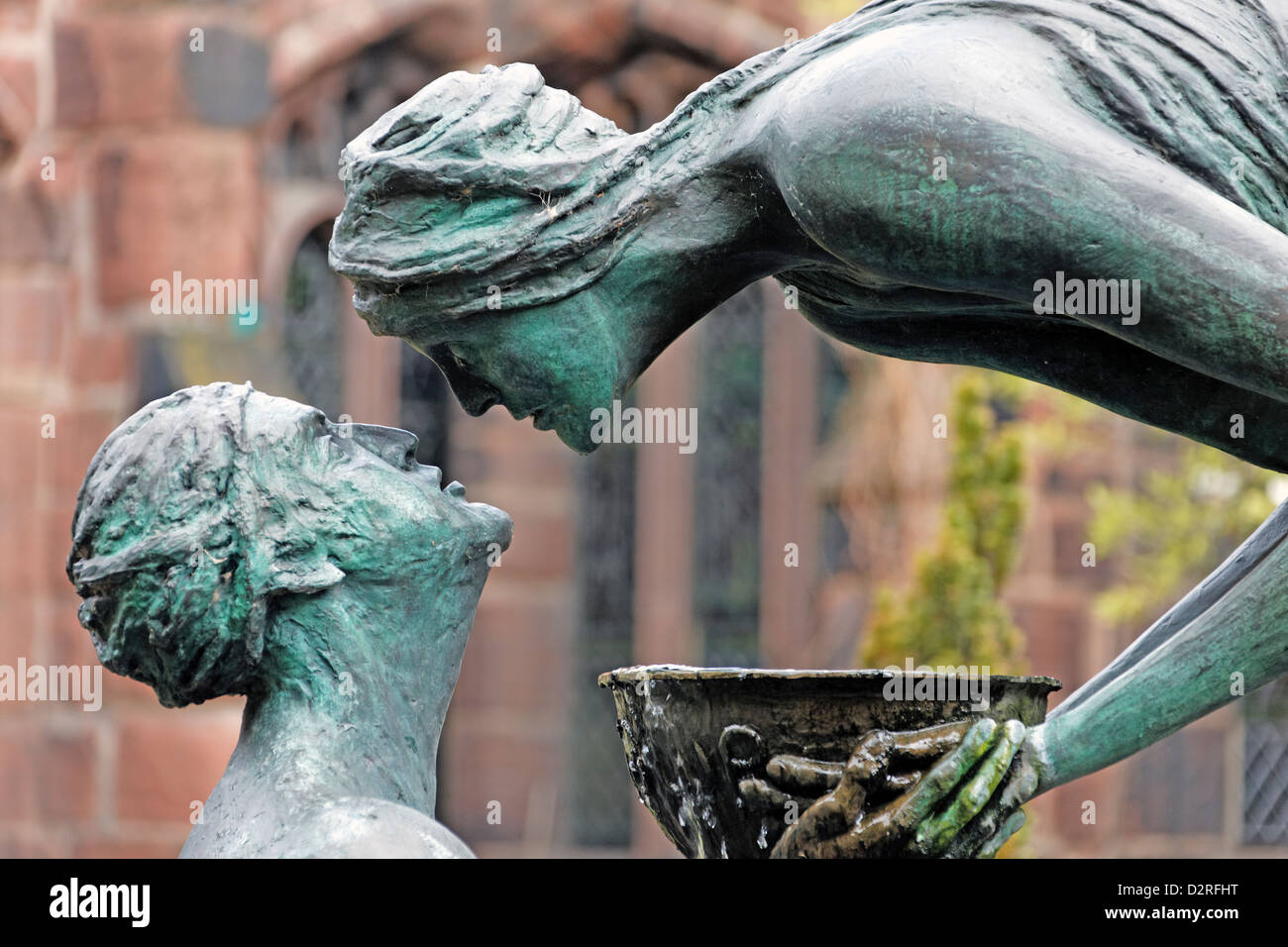 'Water of Life' statue in the cloisters of Cheshire Cathedral, England Stock Photo