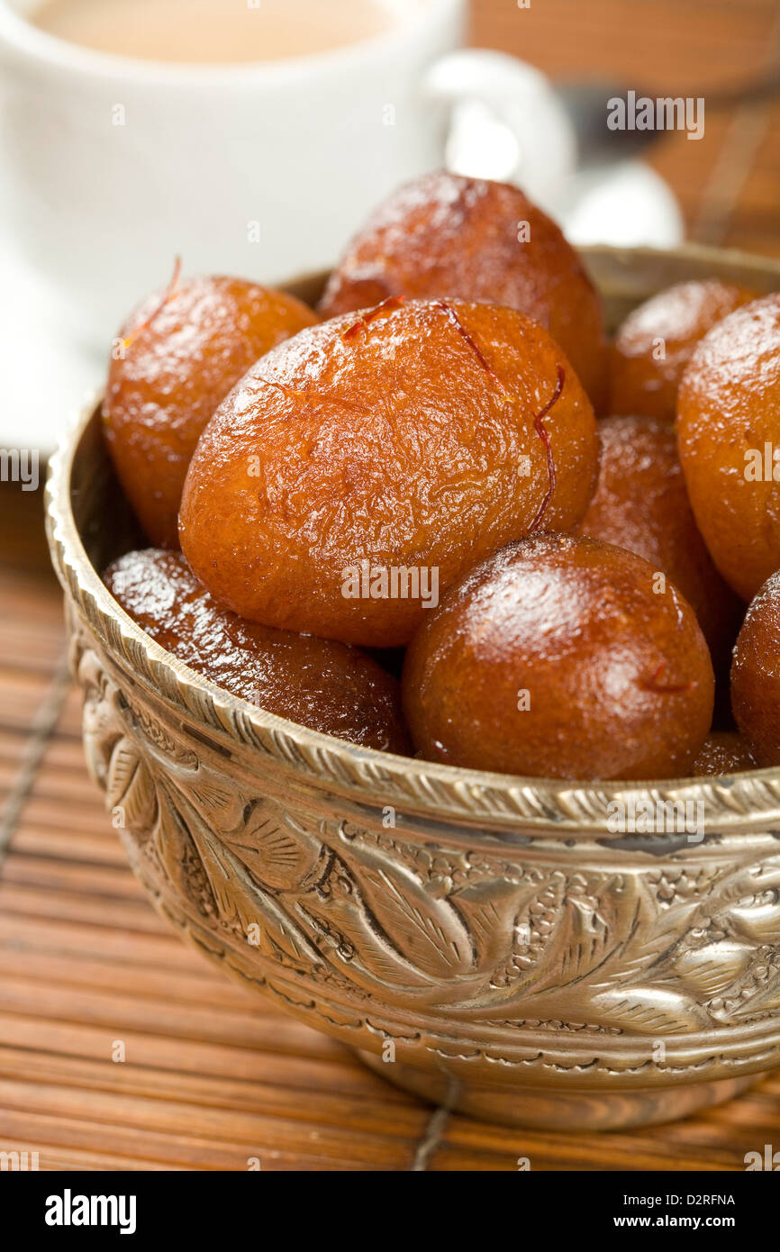 indian special sweet Gulab Jamun Stock Photo