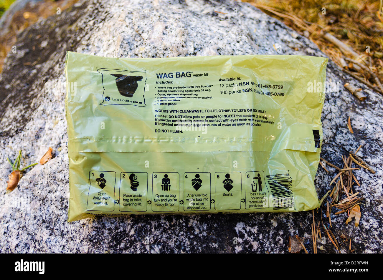Wag Bag waste kit for the Mount Whitney Trail, John Muir Wilderness