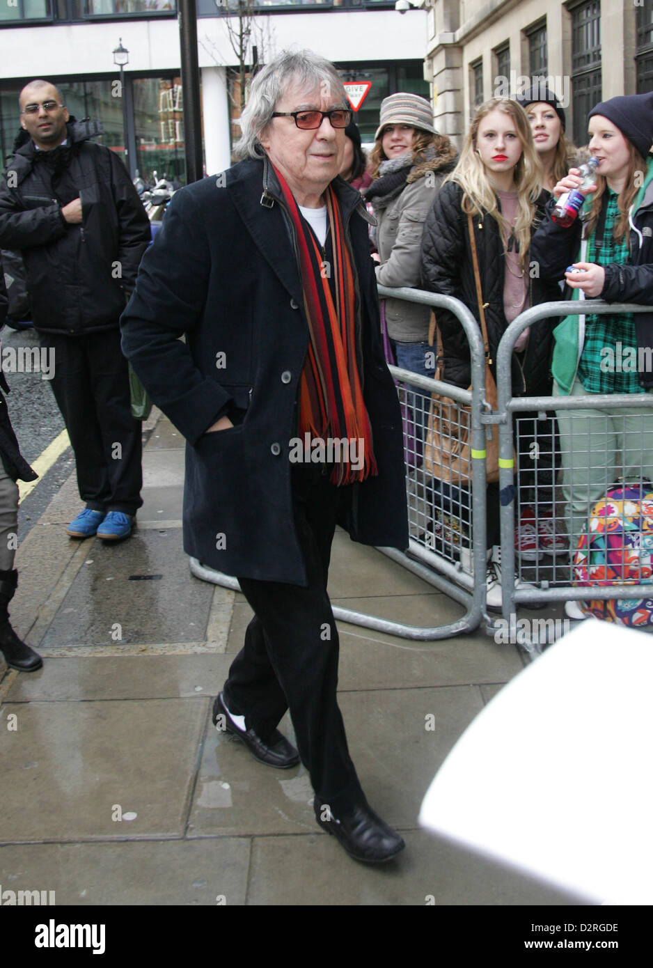 London, UK. 31st January 2013. Bill Wyman bass guitarist for the Rolling Stones seen arriving at the BBC radio two studios. Stock Photo