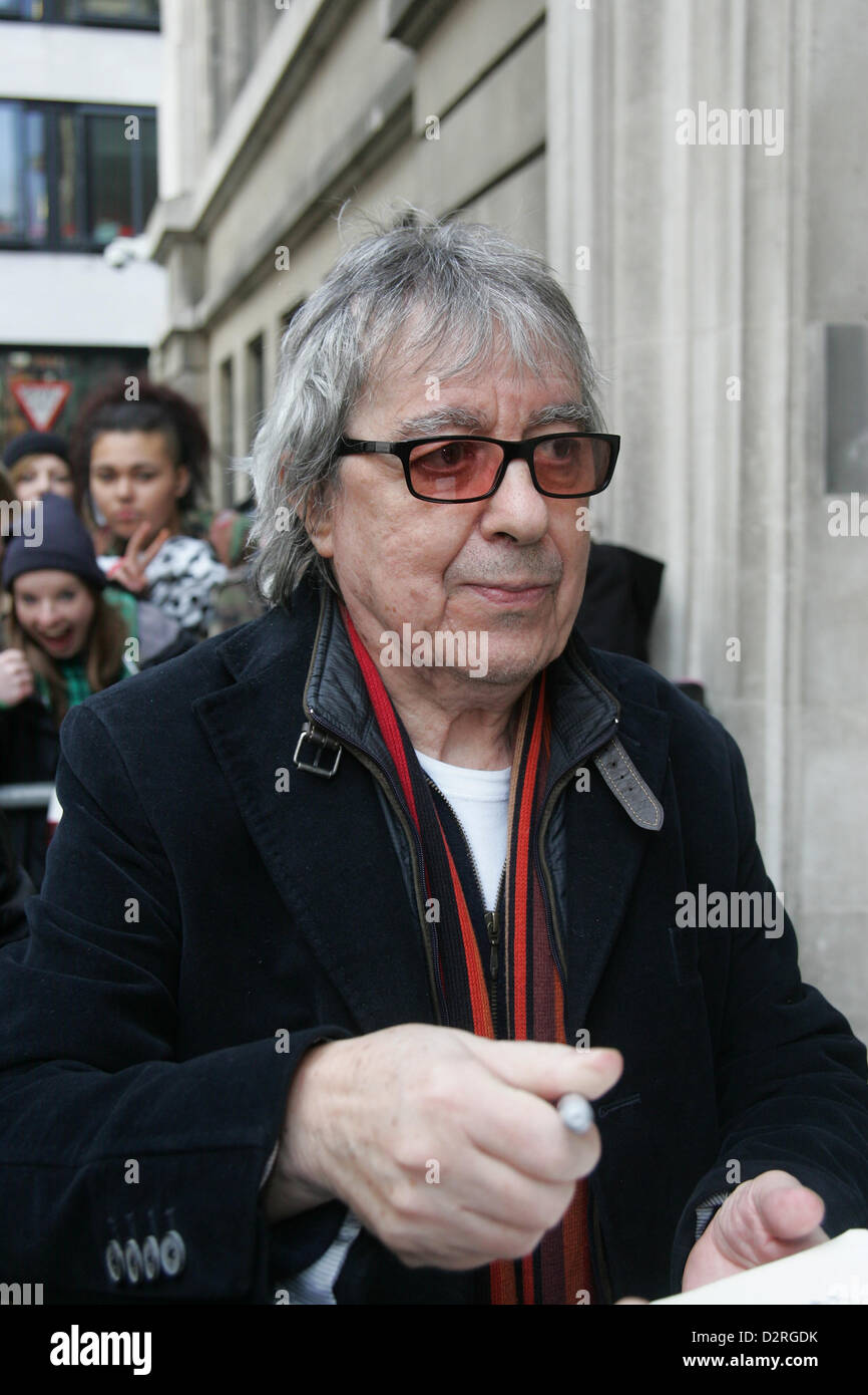London, UK. 31st January 2013. Bill Wyman bass guitarist for the Rolling Stones seen arriving at the BBC radio two studios. Stock Photo
