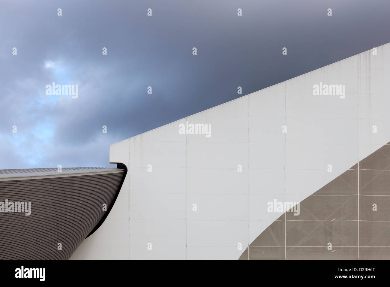 London Aquatics Centre for the 2012 Summer Olympics, designed by Zaha Hadid - roof detail Stock Photo
