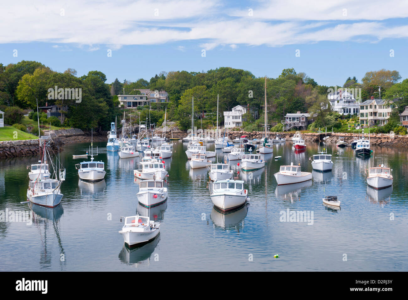 Fishing boats in Perkins Cove harbor, Ogunquit, Maine, USA Stock Photo