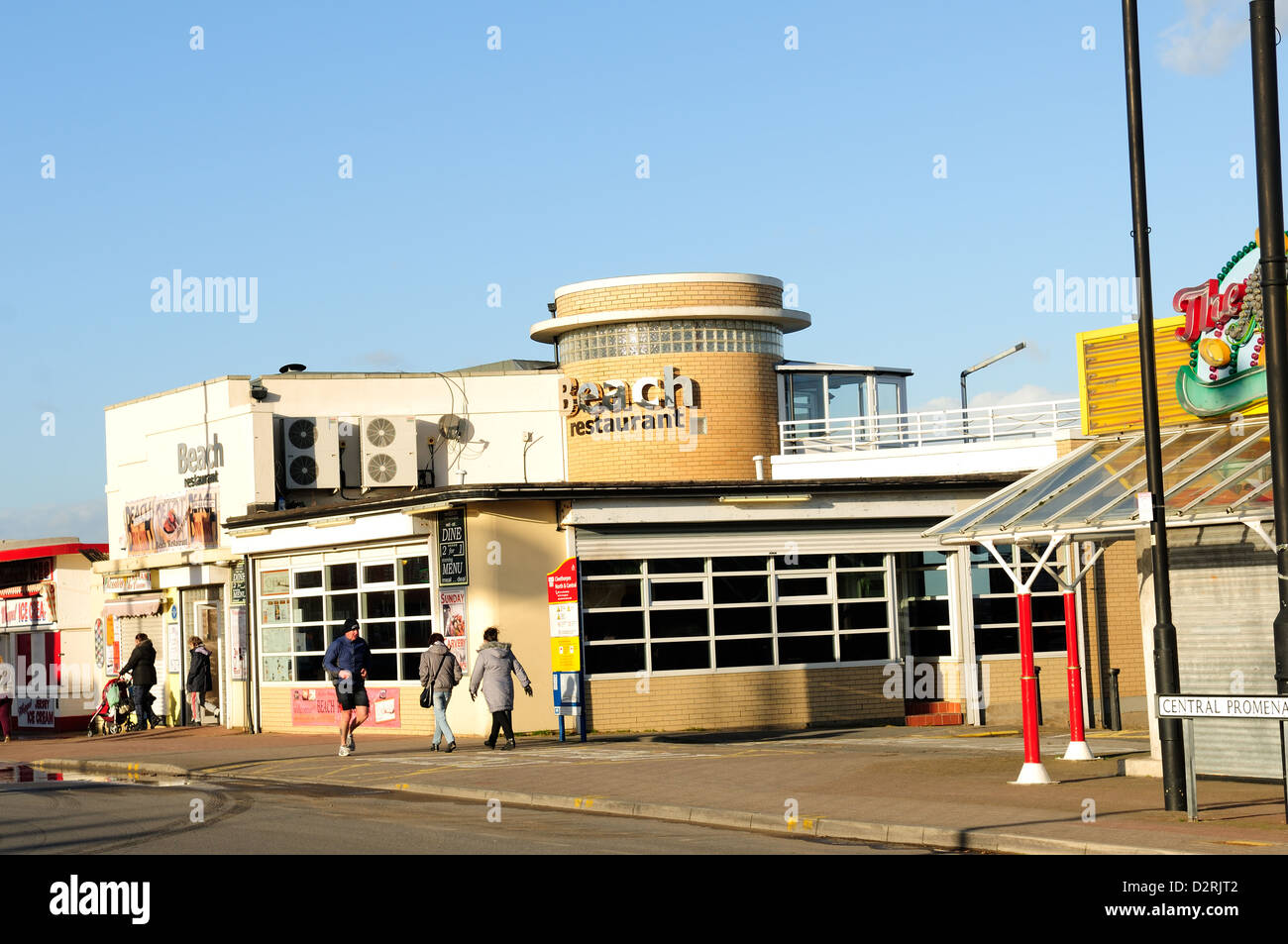 Cleethorpes Promenade ,Beach Restaurant .North Lincolnshire Coast. Stock Photo