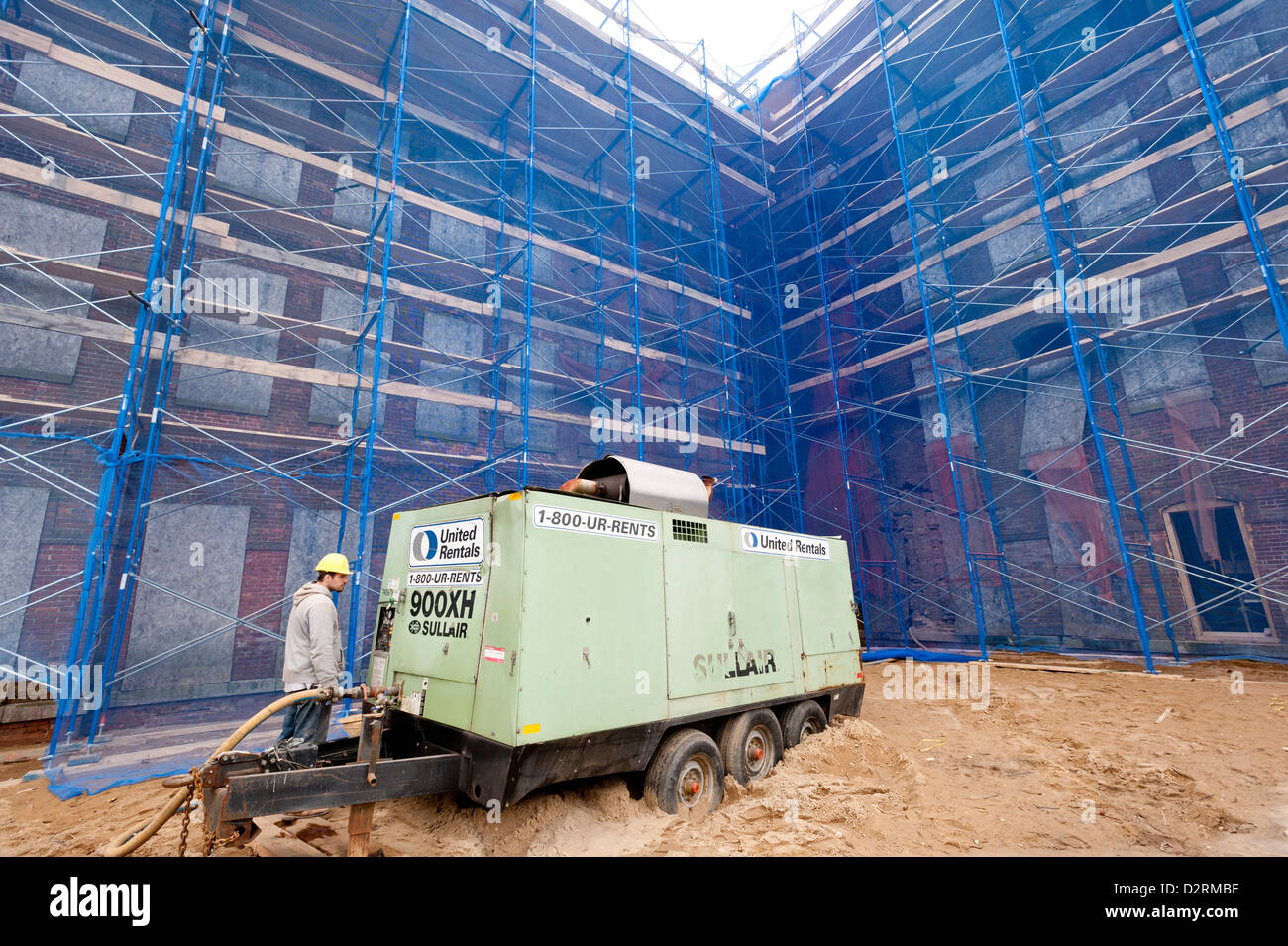 Exterior construction on the former site of the Bulova Watchcase Factory in Sag Harbor, NY