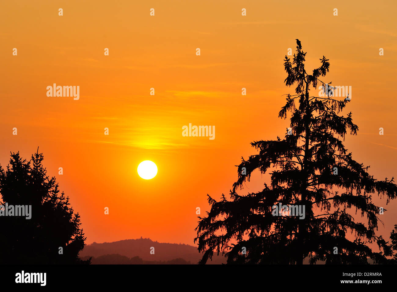 Sonnenuntergang über Crailsheim - Sunset over Crailsheim Stock Photo