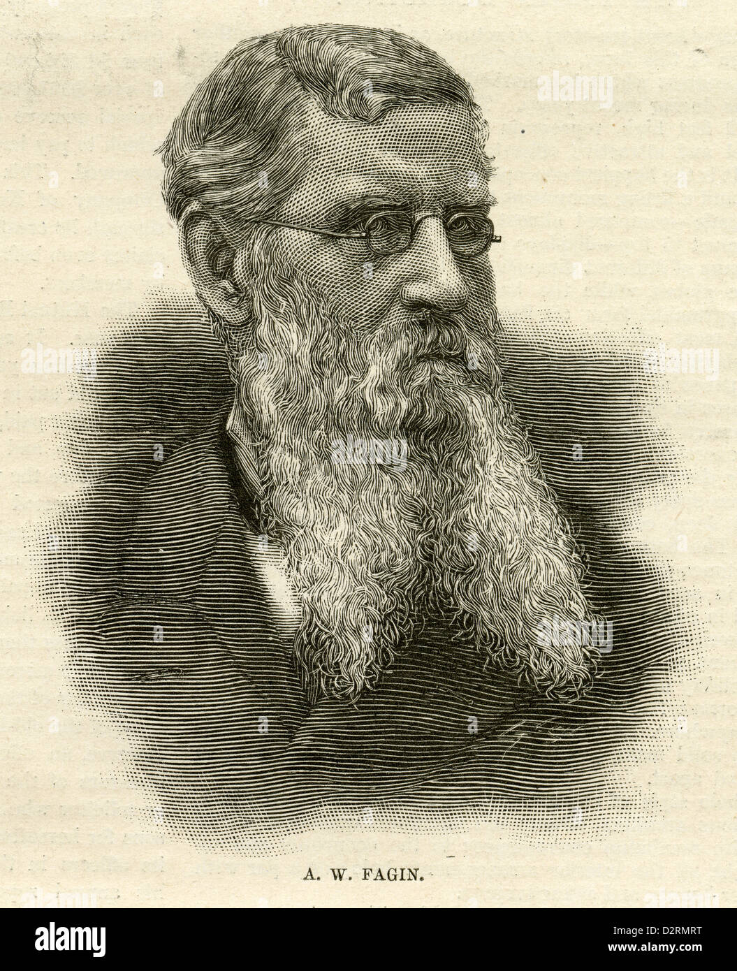 1890 engraving, Aaron W. Fagin of St. Louis, Missouri. Stock Photo