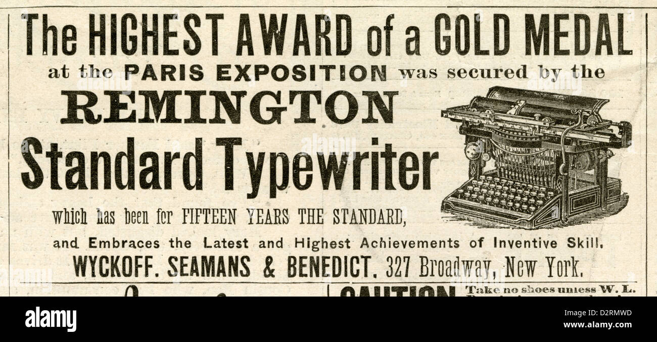 1890 advertisement, Remington Standard Typewriter Stock Photo Alamy