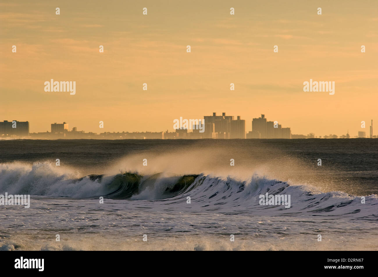 Breaking surf near Breezy Point Long Island New York Stock Photo Alamy