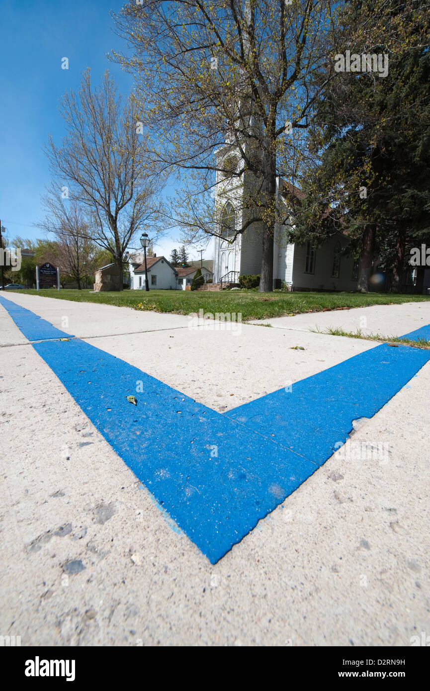 USA, Nevada. Historic Kit Carson walking tour trail in downtown Carson City, Nevada Stock Photo
