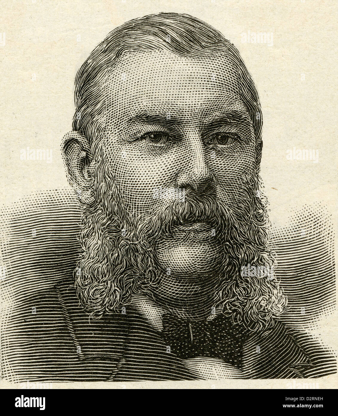 1890 engraving, W.H. Woodward of Woodward & Tiernan Printing Co. of St. Louis, Missouri. Stock Photo