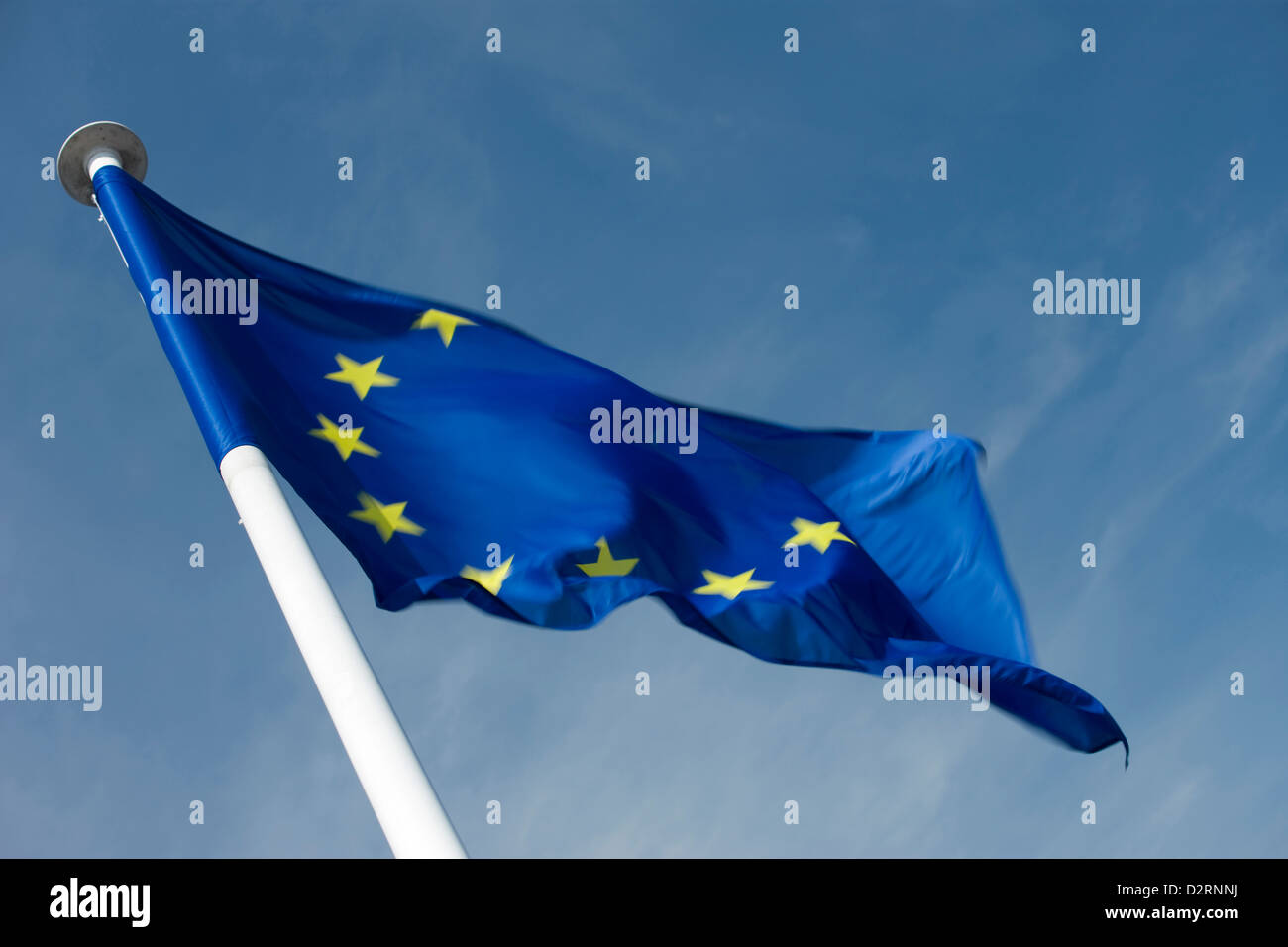 EUROPEAN UNION COUNCIL OF EUROPE EU FLAG ON FLAGPOLE Stock Photo