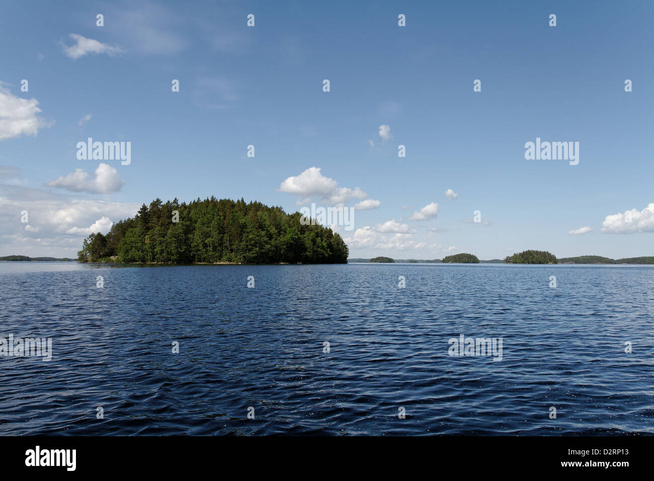 Forested islands in Lake Haukivesi, Linnansaari National Park, Finland Stock Photo