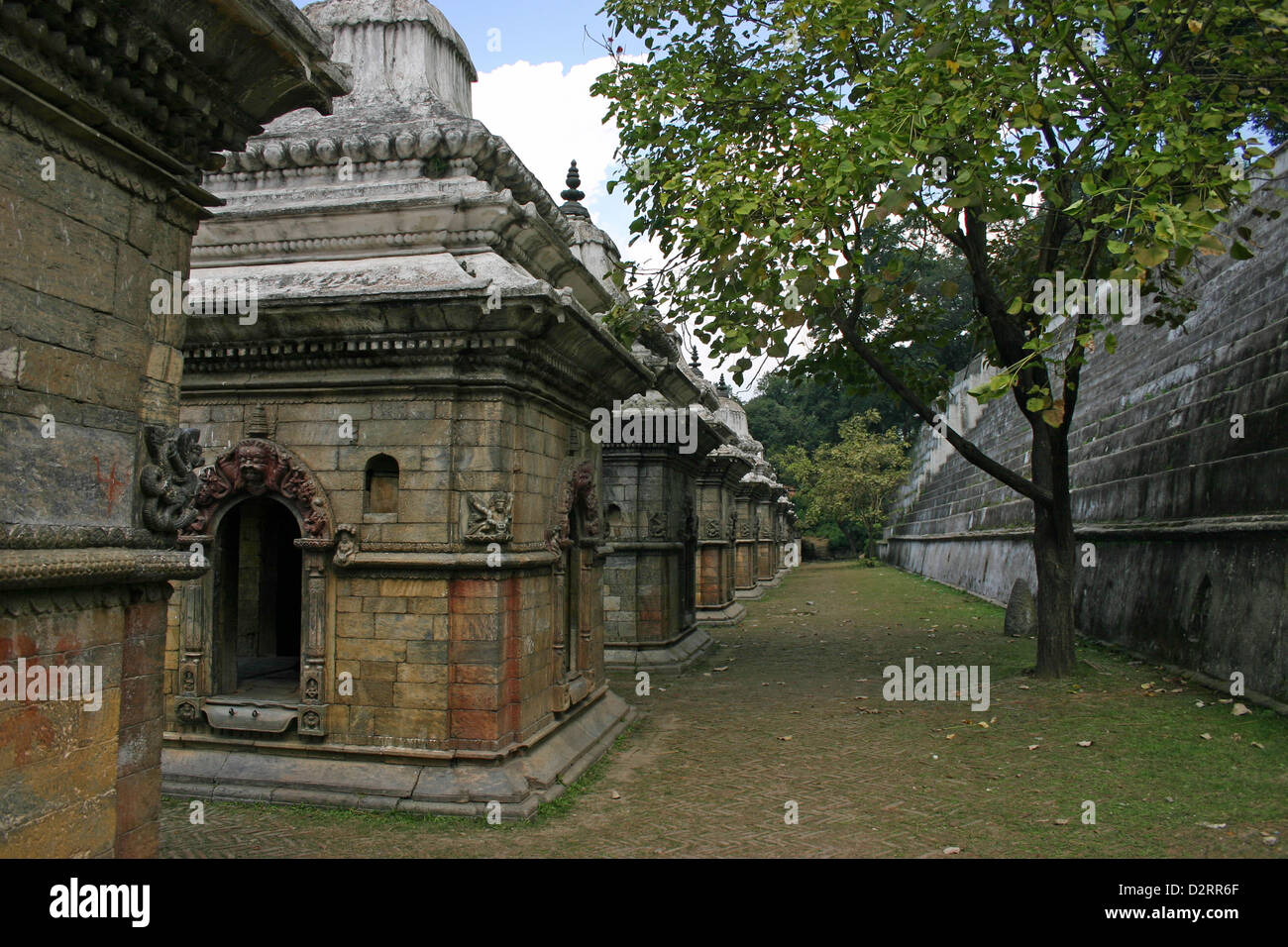 Funeral Pyres on the Bagmati River which is a river of Nepal. It flows
