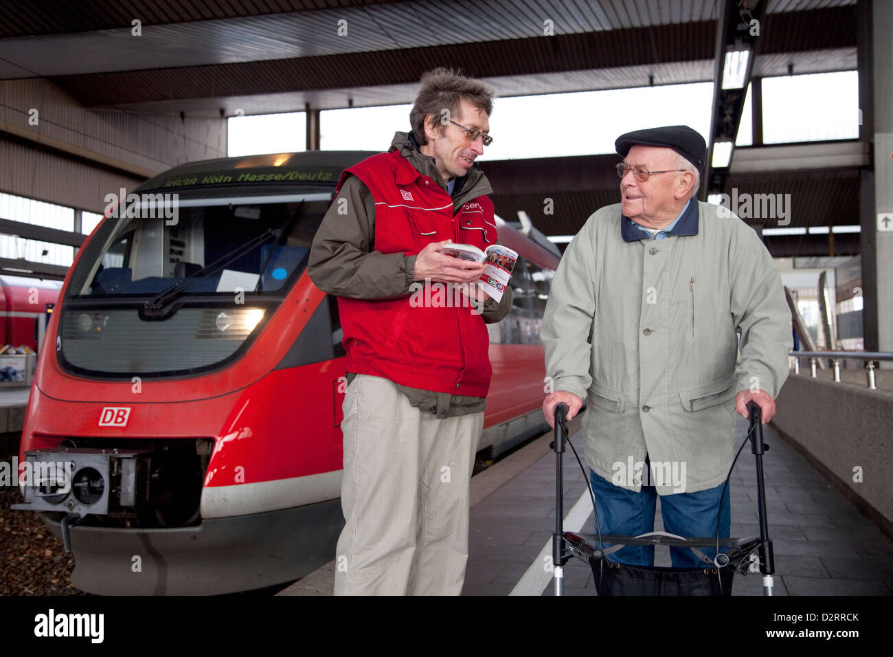 Duesseldorf, Germany, travelers drive the DB Job Service issued ...