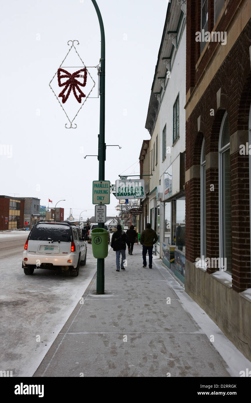shops and stores on the main street Biggar Saskatchewan Canada in winter Stock Photo