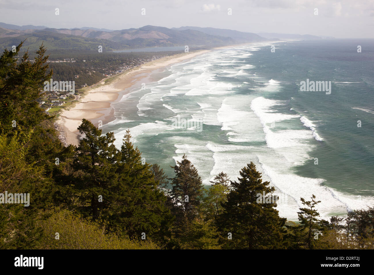 OR, Oregon Coast, Neahkahnie Beach and Manzanita and beach from