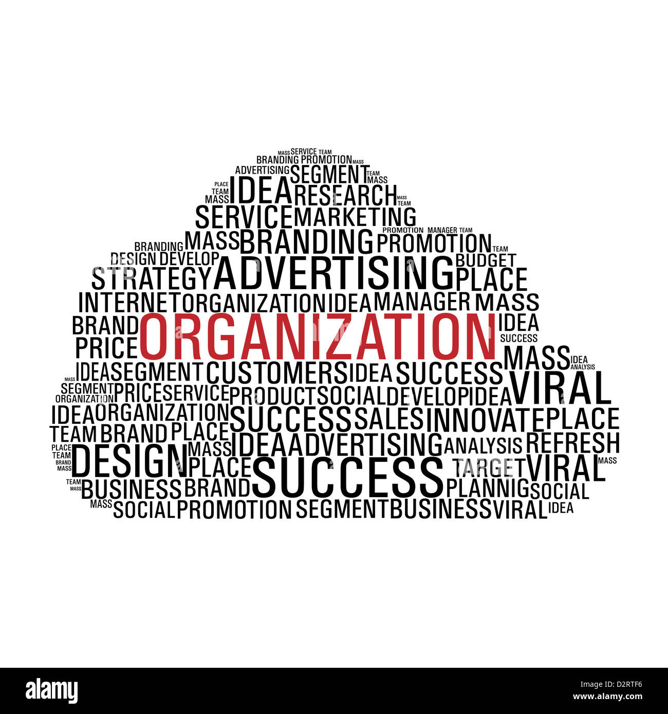 Cloud computing with words related to business organization isolated over white. Vector file layered for easy manipulation and custom coloring. Stock Photo