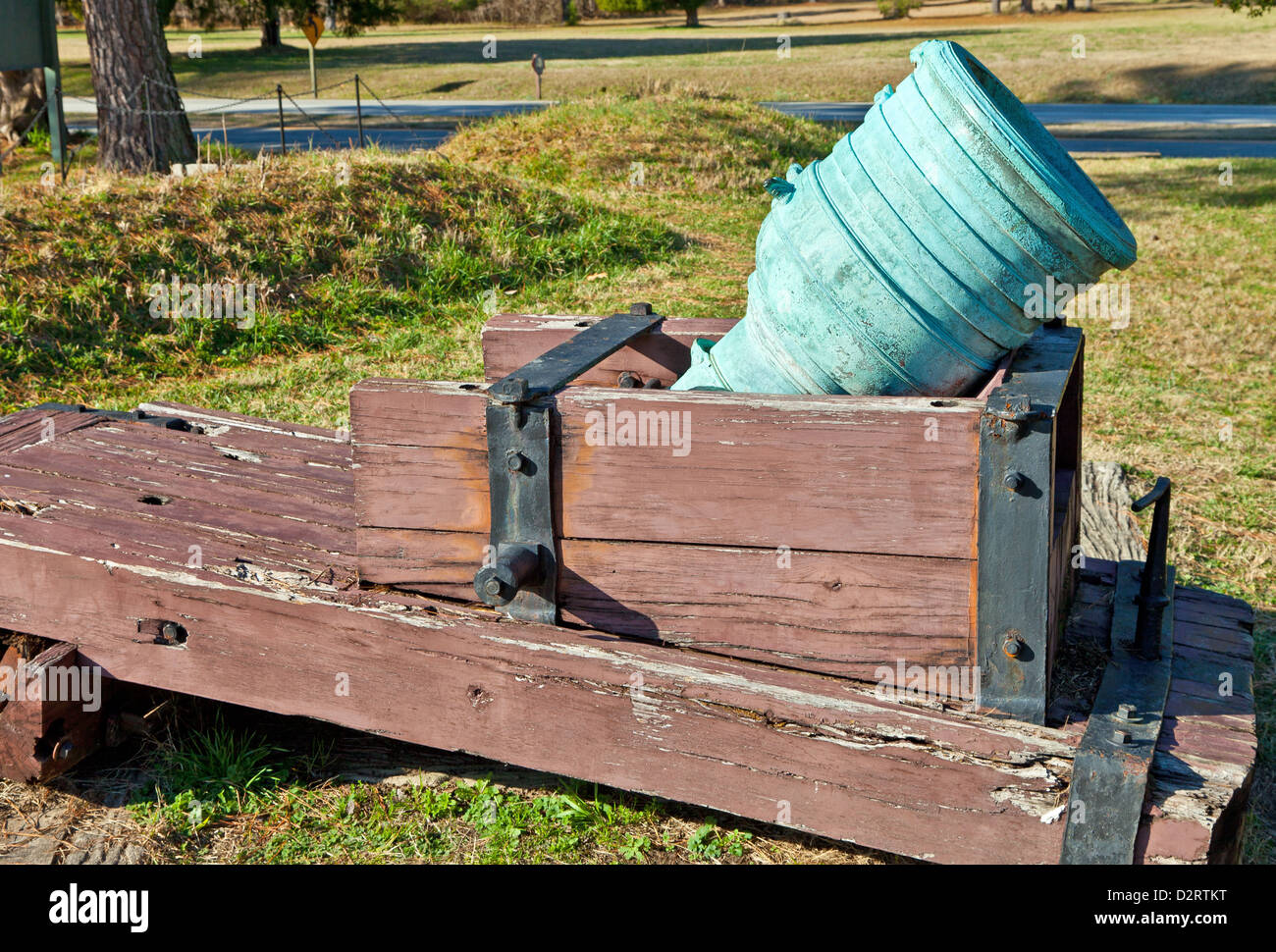 Mortar at Yorktown Historic Battlefield, Yorktown, Virginia Stock Photo 