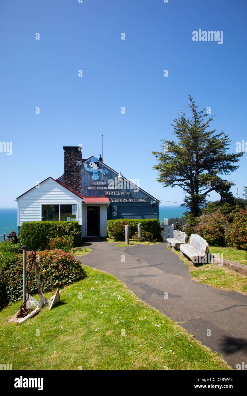 OR, Cape Foulweather, The Lookout Observatory and gift shop Stock Photo