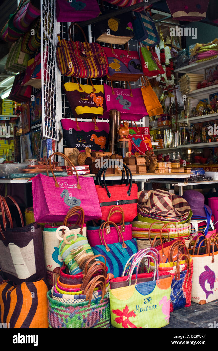 souvenir stall, central market, port louis, mauritius Stock Photo