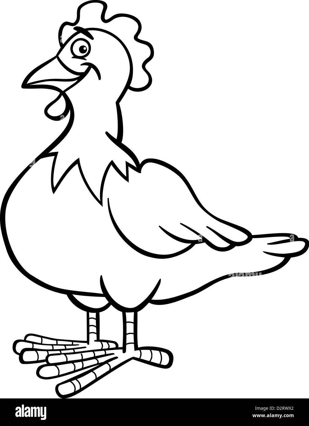 Black and White Cartoon Illustration of Funny Hen or Chicken Farm Bird  Animal for Coloring Book Stock Photo - Alamy